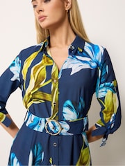 Star by Julien MacDonald Blue Floral Printed Shirt Dress - Image 4 of 5