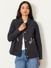 FatFace Charcoal Grey Petite Isabelle Embrodiery Jacket - Image 1 of 6