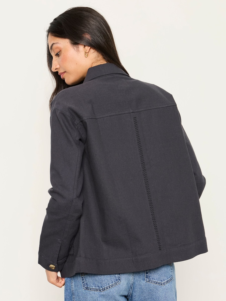 FatFace Charcoal Grey Petite Isabelle Embrodiery Jacket - Image 2 of 6