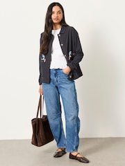 FatFace Charcoal Grey Petite Isabelle Embrodiery Jacket - Image 3 of 6