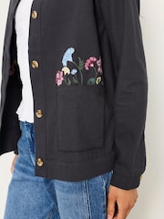 FatFace Charcoal Grey Petite Isabelle Embrodiery Jacket - Image 4 of 6
