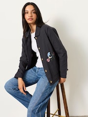 FatFace Charcoal Grey Petite Isabelle Embrodiery Jacket - Image 5 of 6