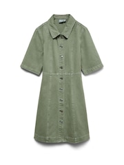 VERO MODA Short Sleeve V-Neck Denim Dress - Image 1 of 2