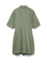 VERO MODA Green Short Sleeve V-Neck Denim Dress - Image 3 of 3