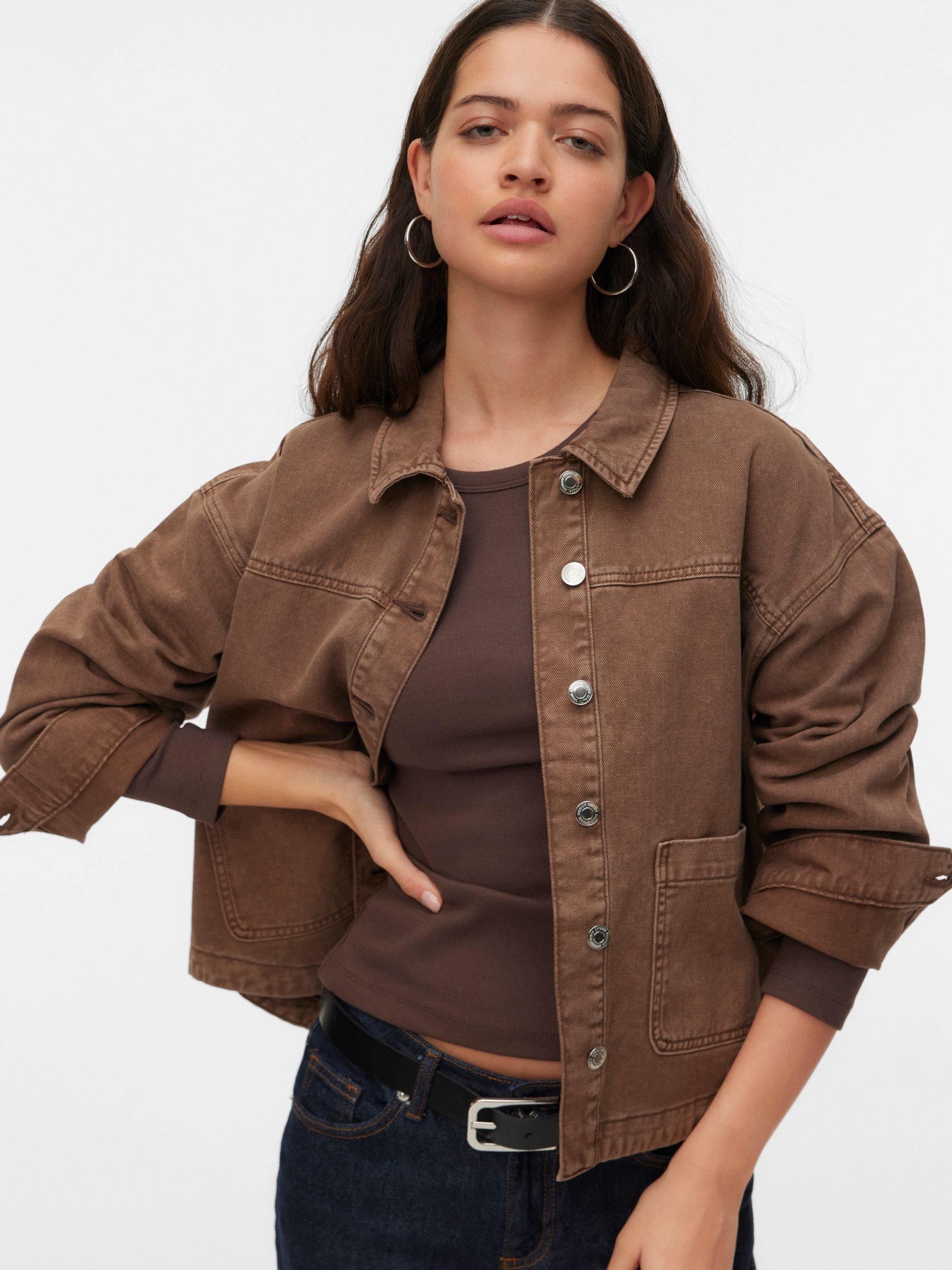 Buy VERO MODA Brown Long Sleeve Denim Shacket from Next USA