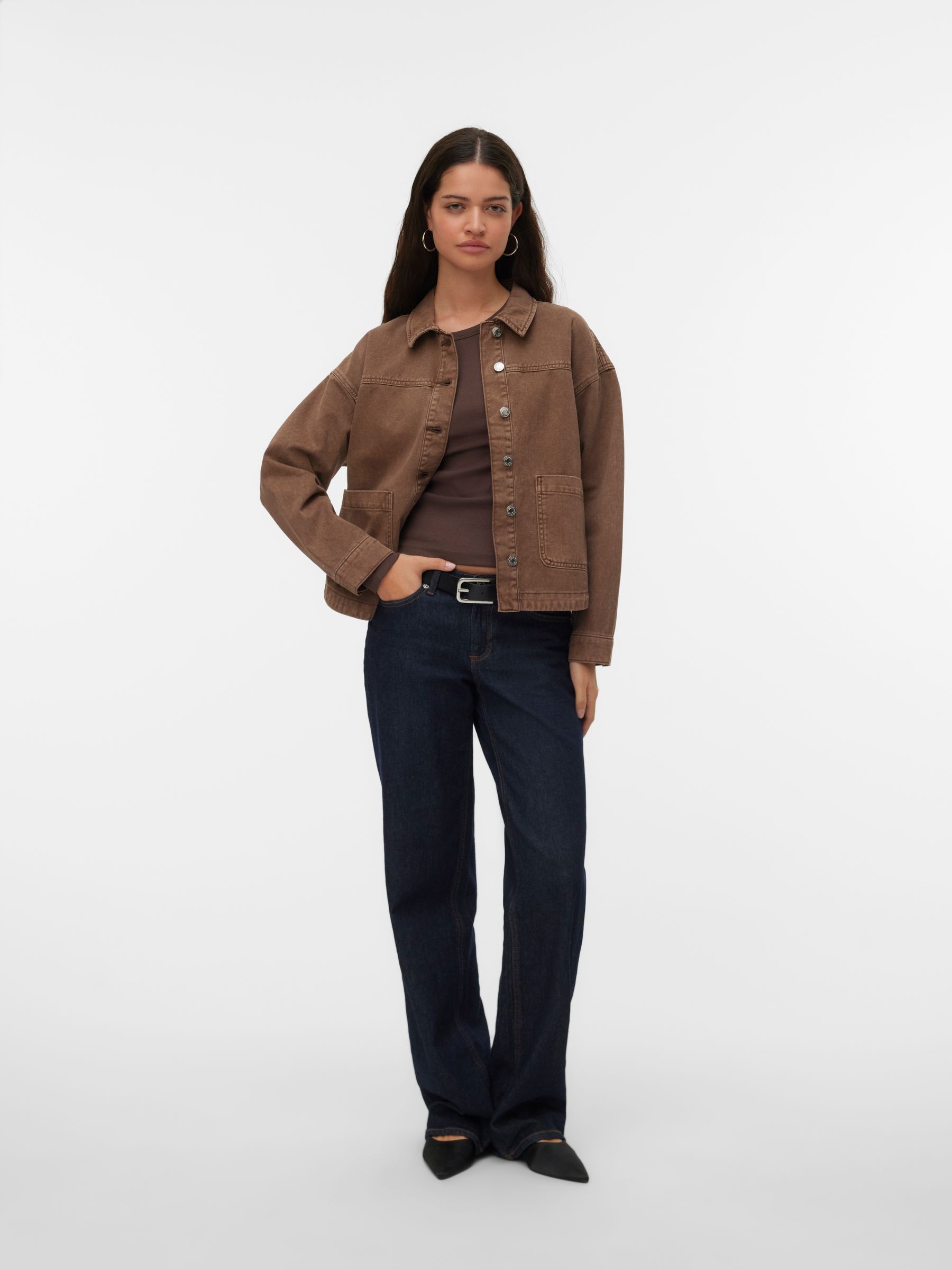 Buy VERO MODA Brown Long Sleeve Denim Shacket from Next USA