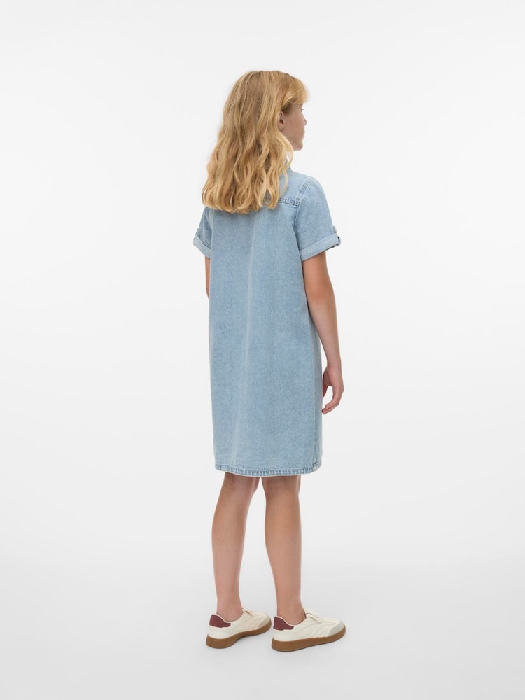 chinese dress ladies Denim A-Line Short Dress With Tie Straps