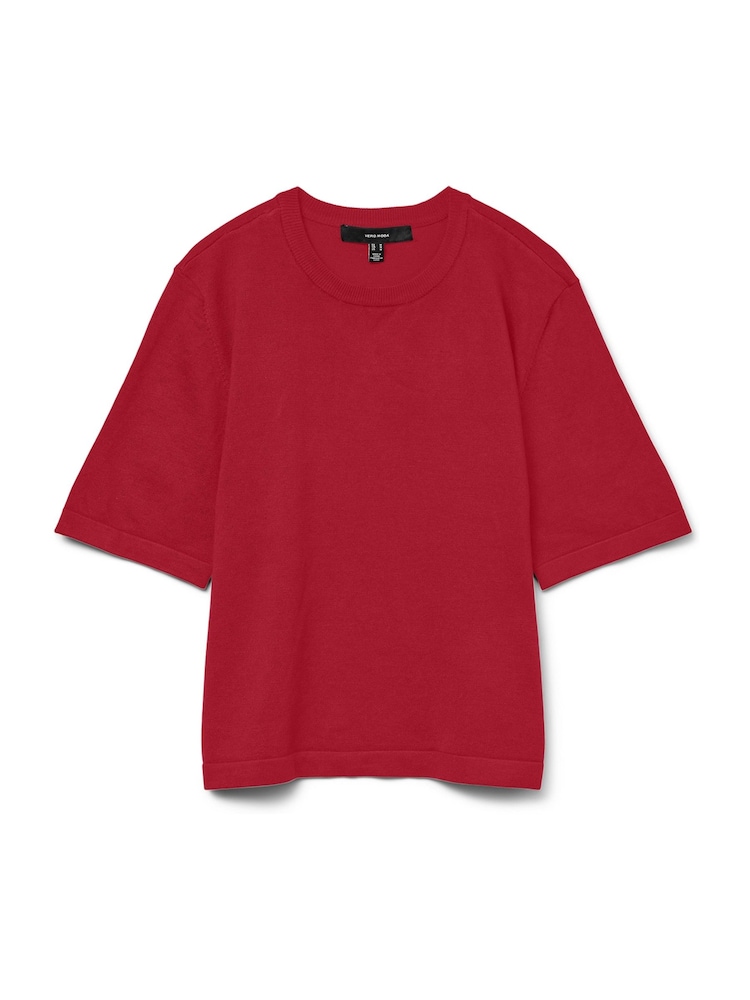 VERO MODA Red Short Sleeve Round Neck Knitted Top - Image 1 of 1