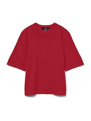VERO MODA Red Short Sleeve Round Neck Knitted Top - Image 5 of 5