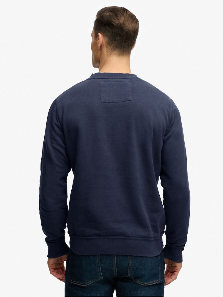 Superdry Blue Vintage Athletic Tonal Crew Neck Sweatshirt - Image 2 of 7