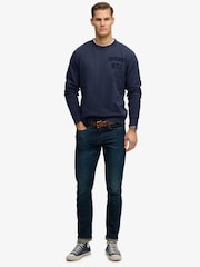 Superdry Blue Vintage Athletic Tonal Crew Neck Sweatshirt - Image 3 of 7