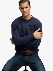 Superdry Blue Vintage Athletic Tonal Crew Neck Sweatshirt - Image 4 of 7