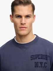 Superdry Blue Vintage Athletic Tonal Crew Neck Sweatshirt - Image 5 of 7