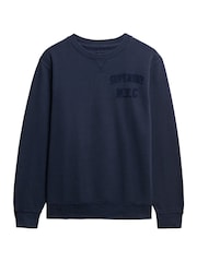 Superdry Blue Vintage Athletic Tonal Crew Neck Sweatshirt - Image 6 of 7