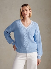 U.S. Polo Assn. Blue Braid Cable Cricket Jumper - Image 1 of 8