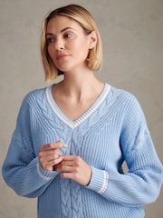 U.S. Polo Assn. Blue Braid Cable Cricket Jumper - Image 5 of 8
