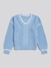 U.S. Polo Assn. Blue Braid Cable Cricket Jumper - Image 6 of 8