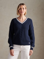 U.S. Polo Assn. Navy Iris Braid Cable Cricket Jumper - Image 1 of 8