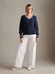 U.S. Polo Assn. Navy Iris Braid Cable Cricket Jumper - Image 3 of 8
