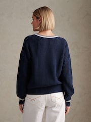 U.S. Polo Assn. Navy Iris Braid Cable Cricket Jumper - Image 4 of 8