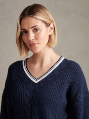 U.S. Polo Assn. Navy Iris Braid Cable Cricket Jumper - Image 5 of 8