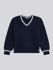 U.S. Polo Assn. Navy Iris Braid Cable Cricket Jumper - Image 6 of 8