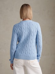 U.S. Polo Assn. Dark Blue Crew Neck Cable Knit Jumper - Image 2 of 7