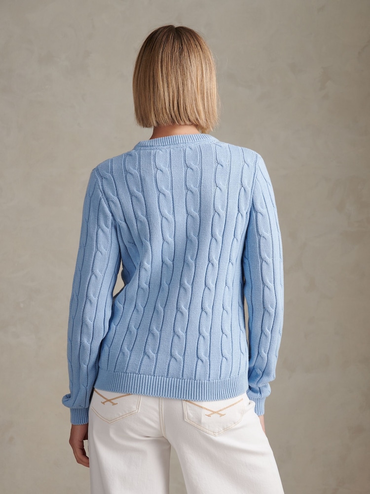 U.S. Polo Assn. Dark Blue Crew Neck Cable Knit Jumper - Image 2 of 7