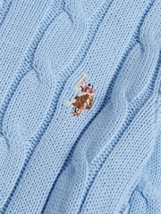 U.S. Polo Assn. Dark Blue Crew Neck Cable Knit Jumper - Image 7 of 7