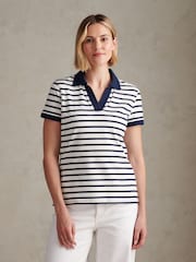 U.S. Polo Assn. Cream Luxury Stripe Polo Top - Image 1 of 8