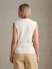 U.S. Polo Assn Cream Sleeveless Cable Knit Cardigan - Image 4 of 8
