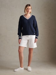 U.S. Polo Assn White Longline Chino Shorts - Image 3 of 7