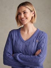 U.S. Polo Assn. Marlin V-Neck Cable Knit Jumper - Image 4 of 7