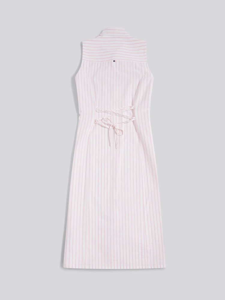 وردي - من U.S. Polo Assn. فستان بتصميم قميص متوسط الطول بلا أكمام برباط خلفي - Image 2 of 4 وردي - من U.S. Polo Assn. فستان بتصميم قميص متوسط الطول بلا أكمام برباط خلفي - Image 2 of 4