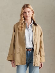 טבעי - U.S. Polo Assn Waxed Cotton Short Parka - תמונה 1 מתוך 11