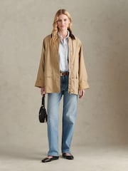 טבעי - U.S. Polo Assn Waxed Cotton Short Parka - תמונה 2 מתוך 11