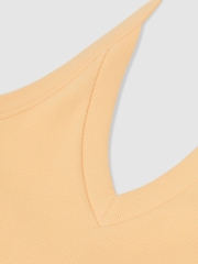 Reiss Yellow Nina Stretch-Cotton Ribbed Halterneck Vest - Image 8 of 8