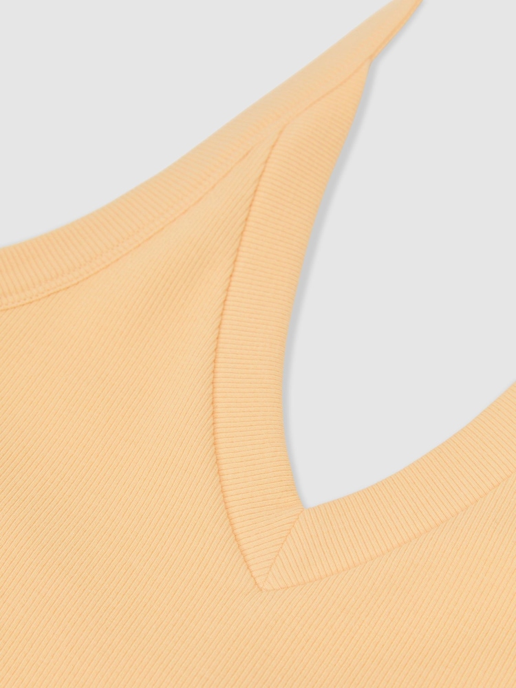 Reiss Yellow Nina Stretch-Cotton Ribbed Halterneck Vest - Image 8 of 8