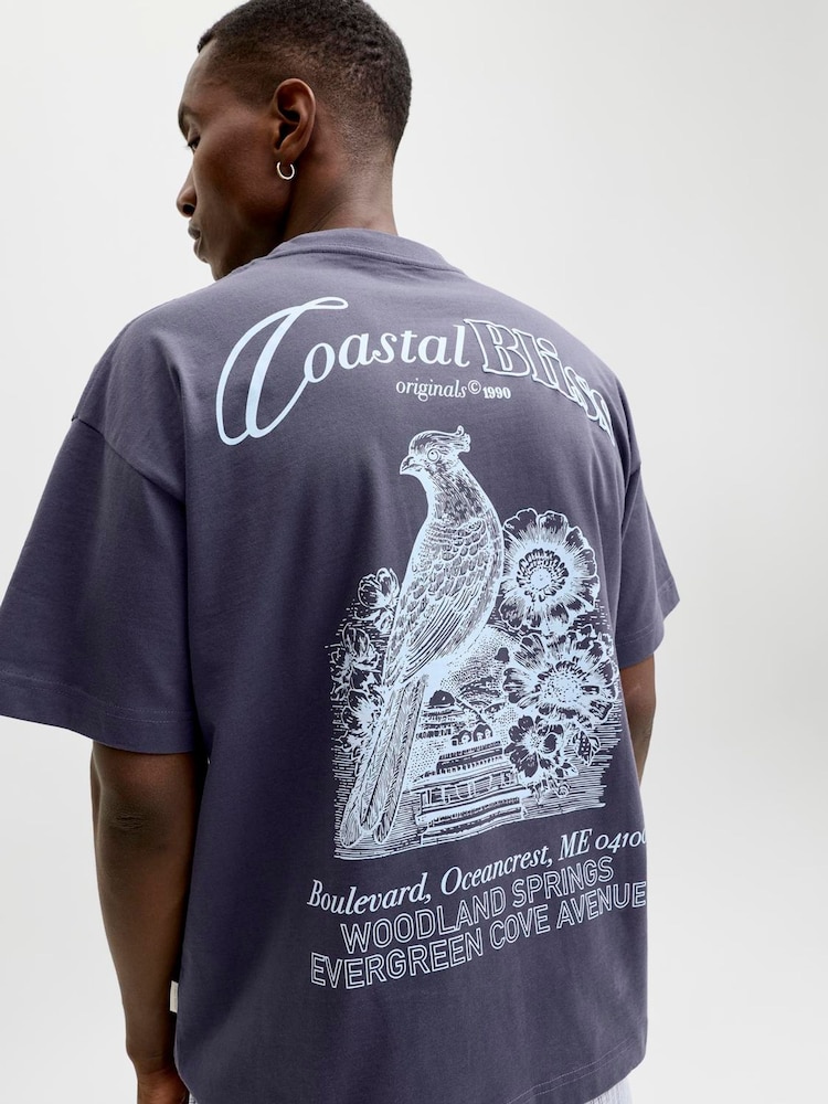 אפור - JACK & JONES Back Print T-Shirt - תמונה 1 מתוך 7 אפור - JACK & JONES Back Print T-Shirt - תמונה 1 מתוך 7