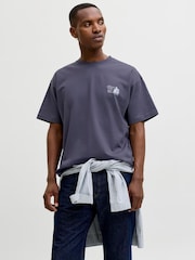 אפור - JACK & JONES Back Print T-Shirt - תמונה 4 מתוך 7