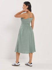PixieGirl Petite Green Shirred Cheesecloth Midi Dress - Image 3 of 4