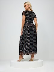 Yours Curve Black London Dobby Twist Front Dress - Image 3 of 5