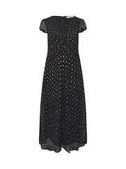 Yours Curve Black London Dobby Twist Front Dress - Image 5 of 5