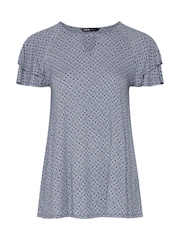 Yours Curve Blue Short Sleeve Top - Image 5 of 5