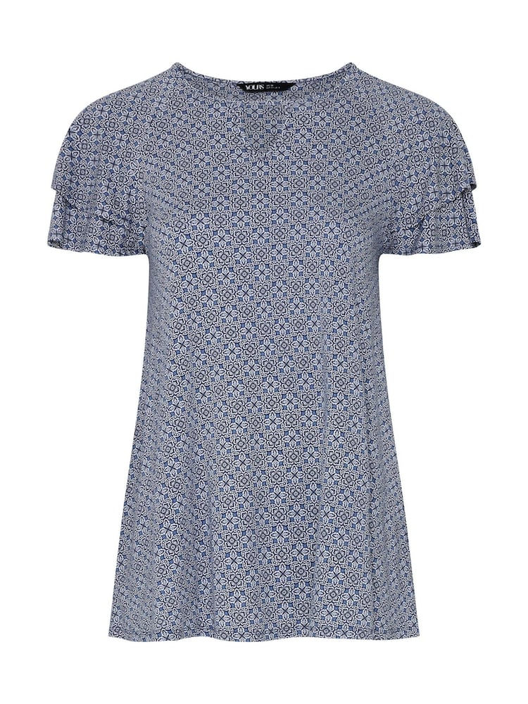 Yours Curve Blue Short Sleeve Top - Image 5 of 5
