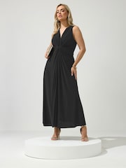 Yours Curve Black London Knot Front Maxi Dress - Image 2 of 5