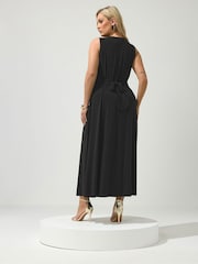 Yours Curve Black London Knot Front Maxi Dress - Image 3 of 5