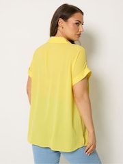 Yours Curve Yellow Collar Button Half Placket Blouse - Image 3 of 4