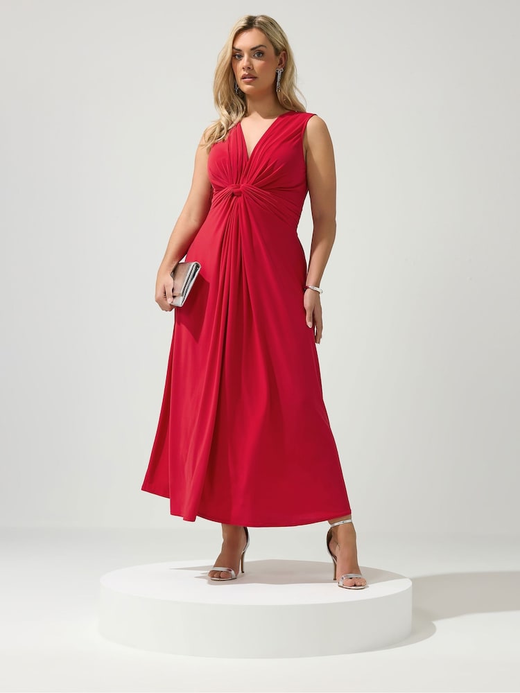 Κόκκινο - Yours Curve Λονδίνου Φόρεμα μάξι με κόμπο - Εικόνα 2 από 5