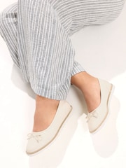 Yours Curve White Wide Fit EEE Textured Ballet Pumps - Image 1 of 1